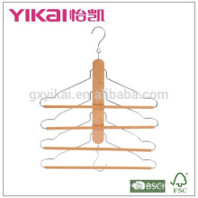 2015 4tiers space saving trousers pants wooden hanger with two hooks